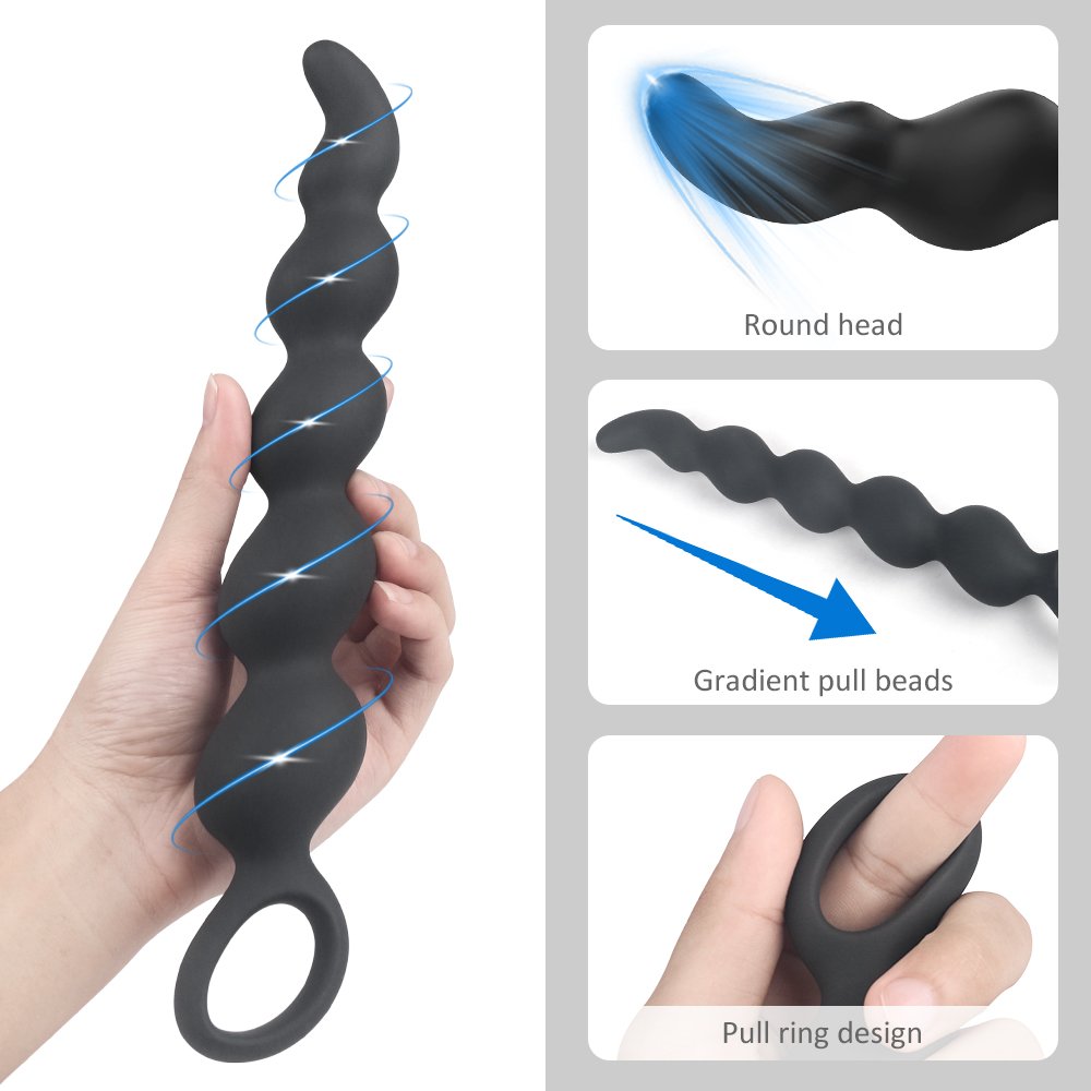 Wholesale Silicone Anal Beads Butt Plug with 4 Gradual Balls G-spot Stimulator Anal Training Sex Toy for Men Women