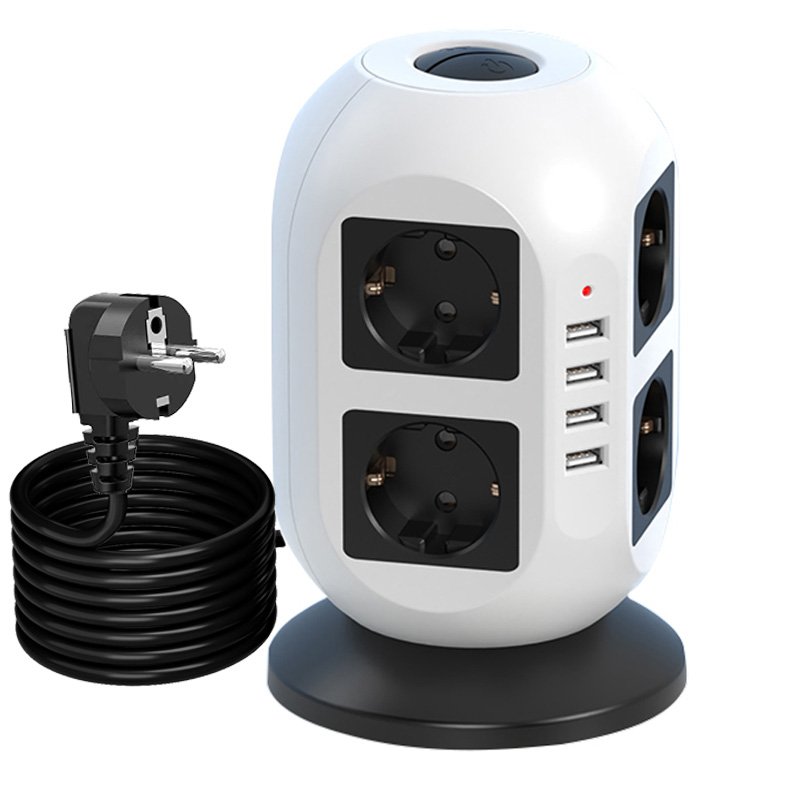 Low Price 8 way+4 USB Ports Extension Power Socket With 8 Sockets Socket For Eu Plug