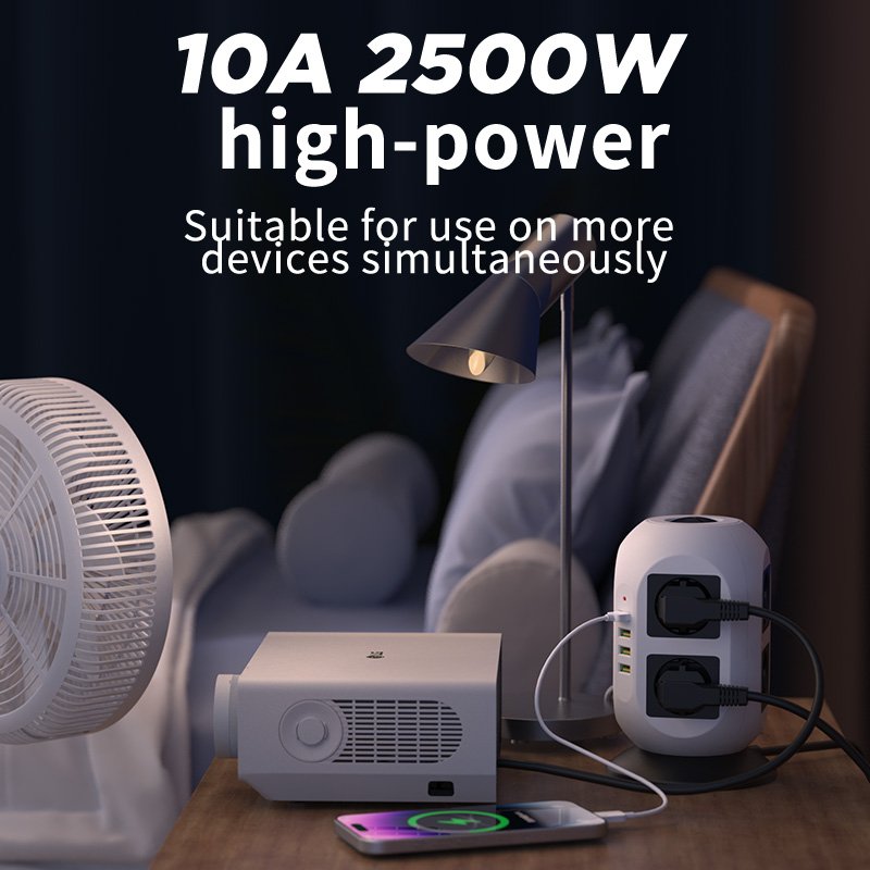 Low Price 8 way+4 USB Ports Extension Power Socket With 8 Sockets Socket For Eu Plug