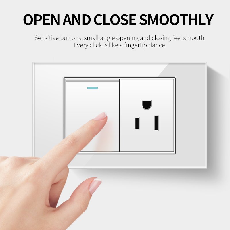 DELEFU White Tempered Glass USb Type C US Standard Outlet Mexico America Plug 118*72 Wall Power Socket Light Switch Fast Charge