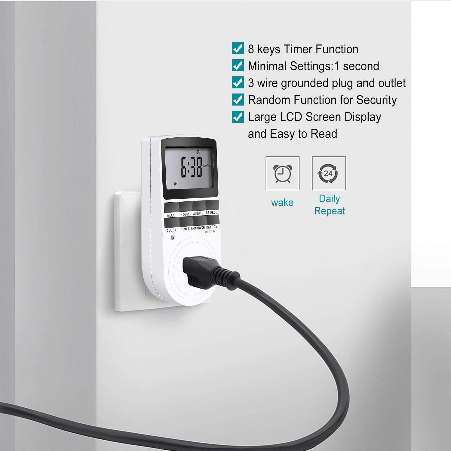 16A 230V Relay LCD Digital Weekly Programmable Plug In Timer Switch Socket EU/UK/US/AU Electronic Timer Socket