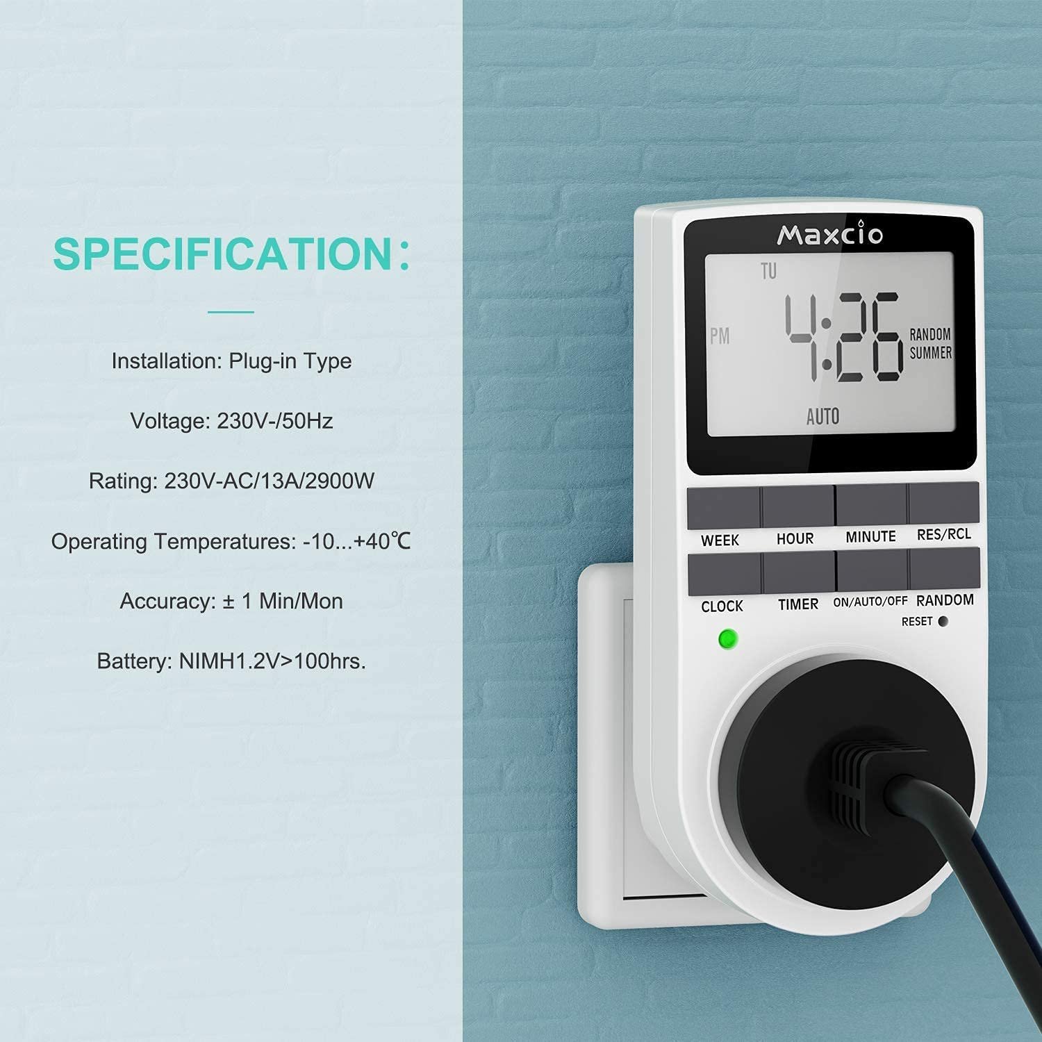16A 230V Relay LCD Digital Weekly Programmable Plug In Timer Switch Socket EU/UK/US/AU Electronic Timer Socket