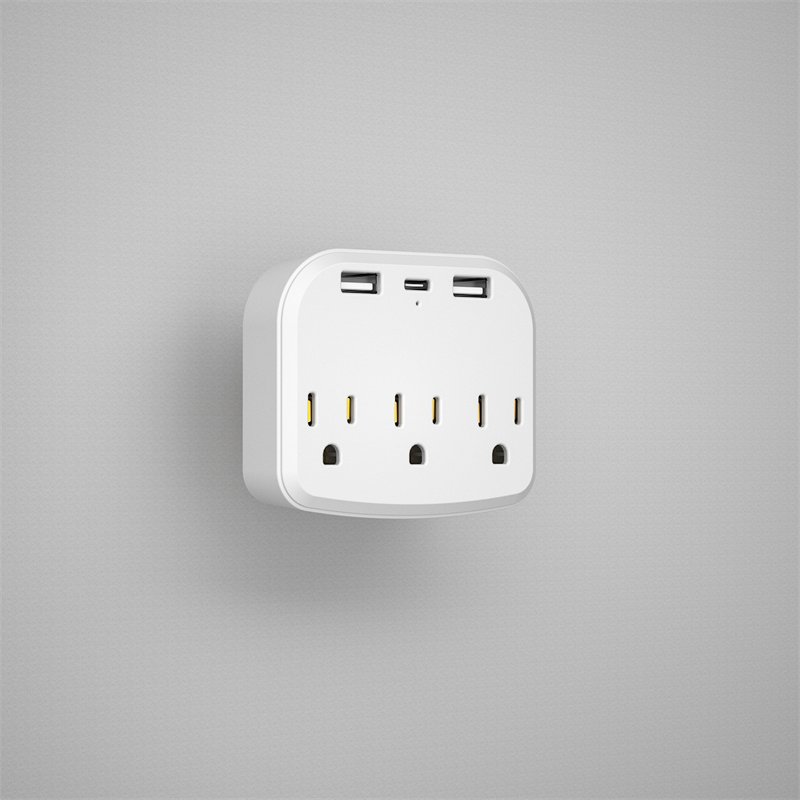 Multi Plug Outlet Extender with USB, Electrical 3 Outlet Box Splitter OEM A9 Extension Socket Red Power Sockets for wall