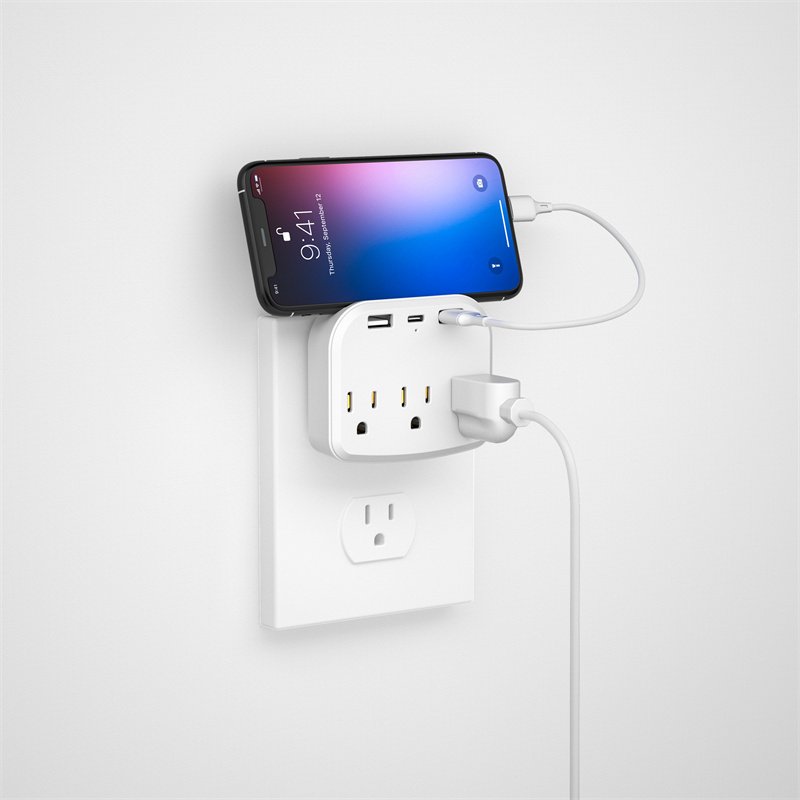 Multi Plug Outlet Extender with USB, Electrical 3 Outlet Box Splitter OEM A9 Extension Socket Red Power Sockets for wall