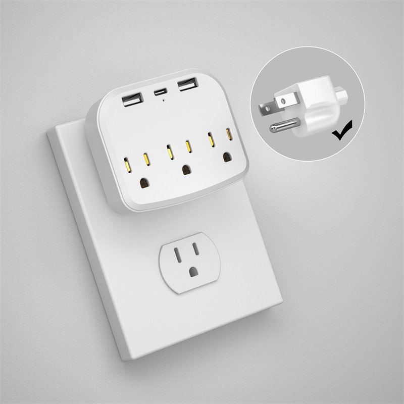 Multi Plug Outlet Extender with USB, Electrical 3 Outlet Box Splitter OEM A9 Extension Socket Red Power Sockets for wall