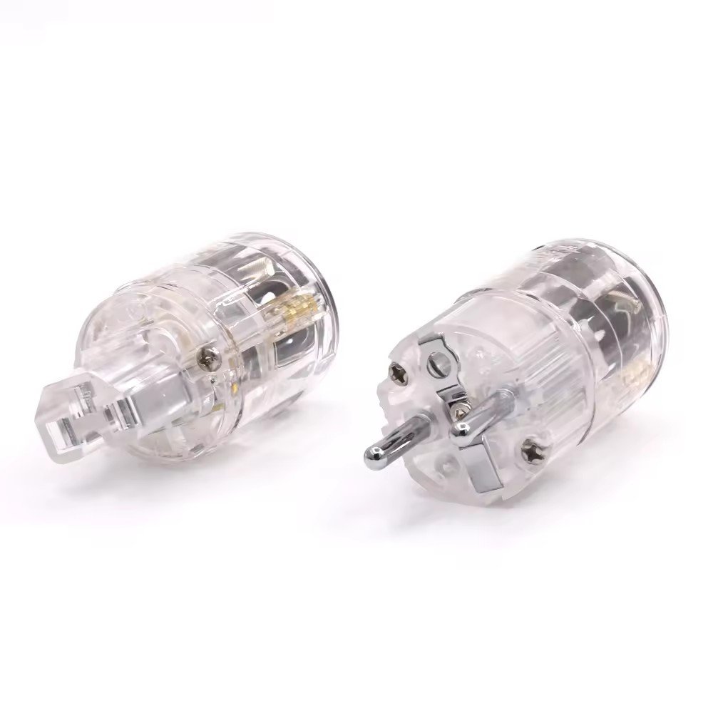 high quality power plug EU/US/AU Rhodium Plated Pure Copper Power Plug Tail Connector Audio Power supply wire Connectors hifi