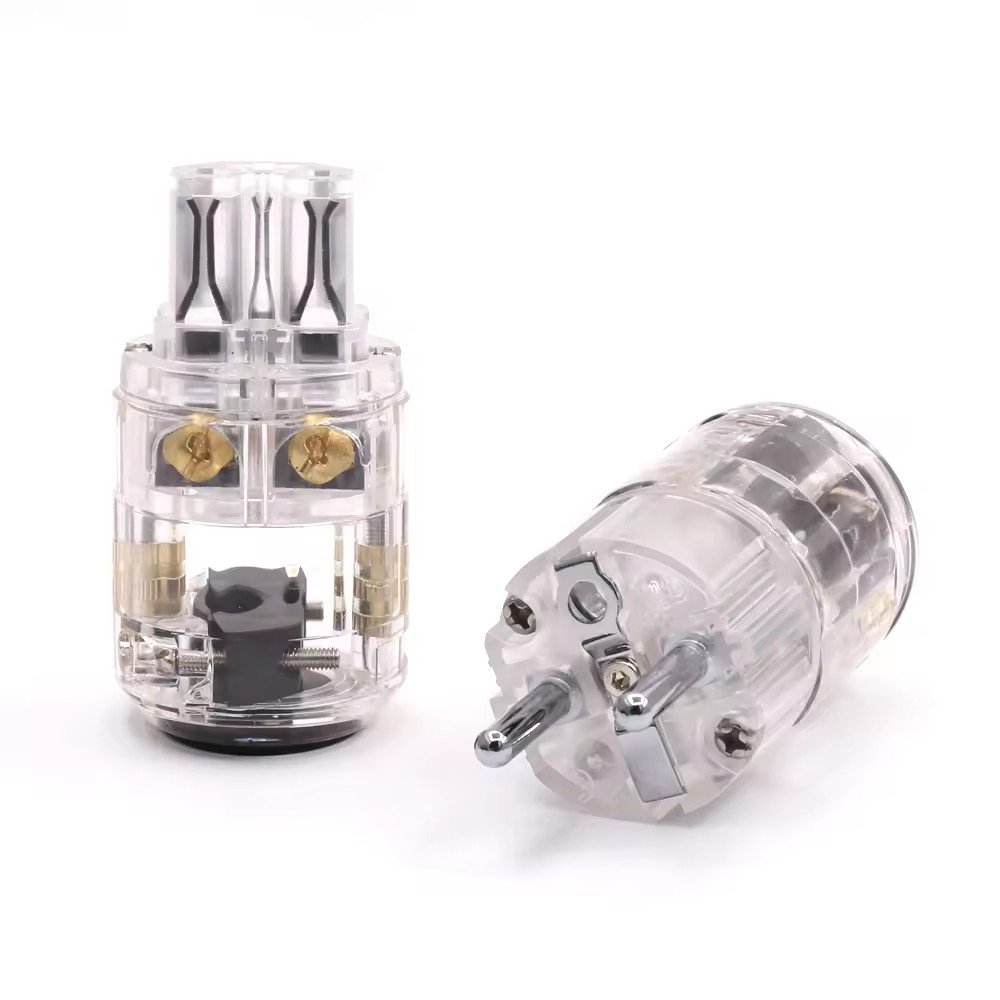 high quality power plug EU/US/AU Rhodium Plated Pure Copper Power Plug Tail Connector Audio Power supply wire Connectors hifi