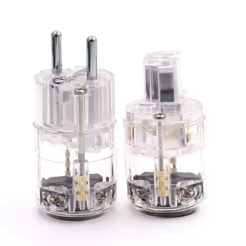 high quality power plug EU/US/AU Rhodium Plated Pure Copper Power Plug Tail Connector Audio Power supply wire Connectors hifi