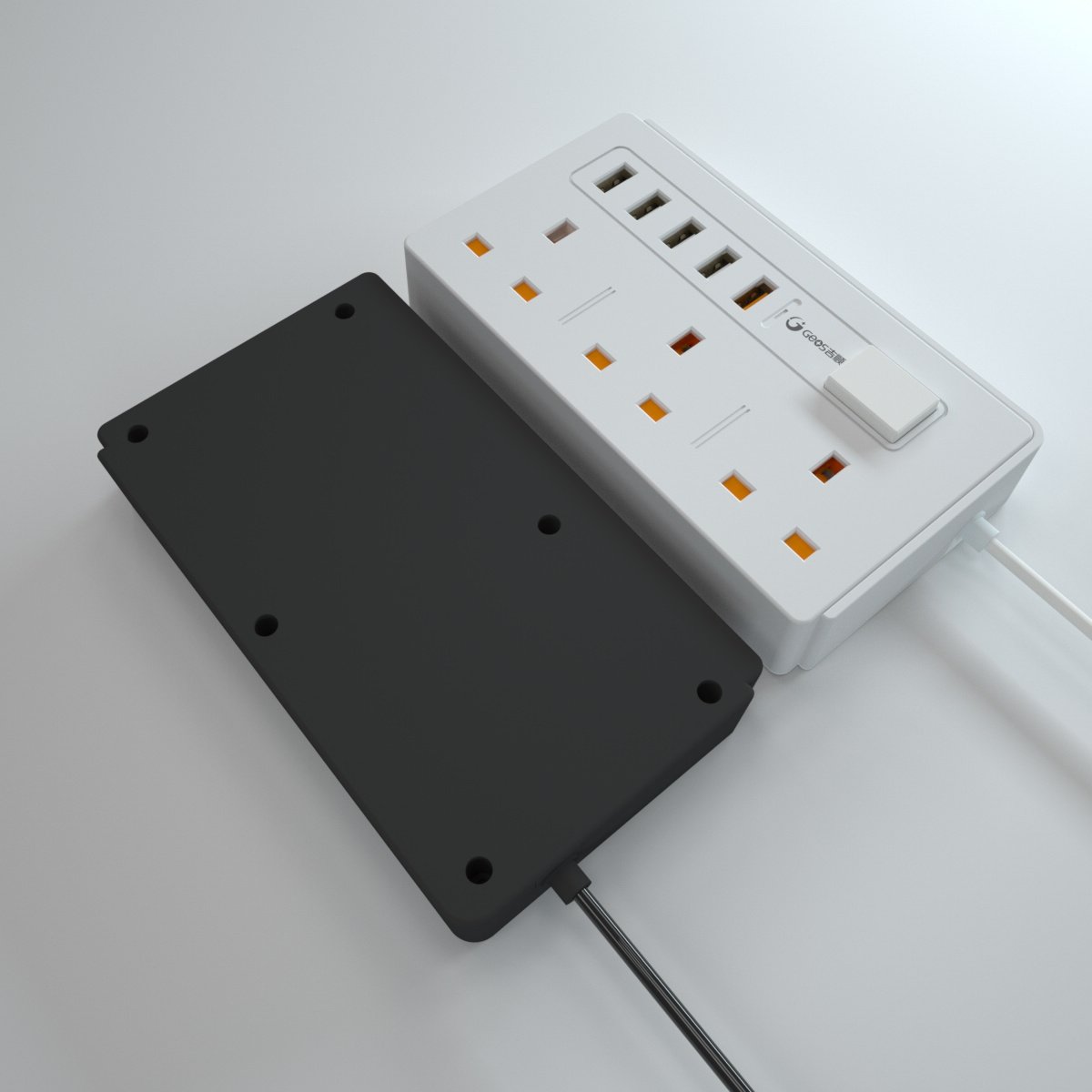 Electric Uk Plug 3 Ac Power Extension Socket With Fast Charge Usb Charging Port And 4 Smart Usb-A Ports Power Board
