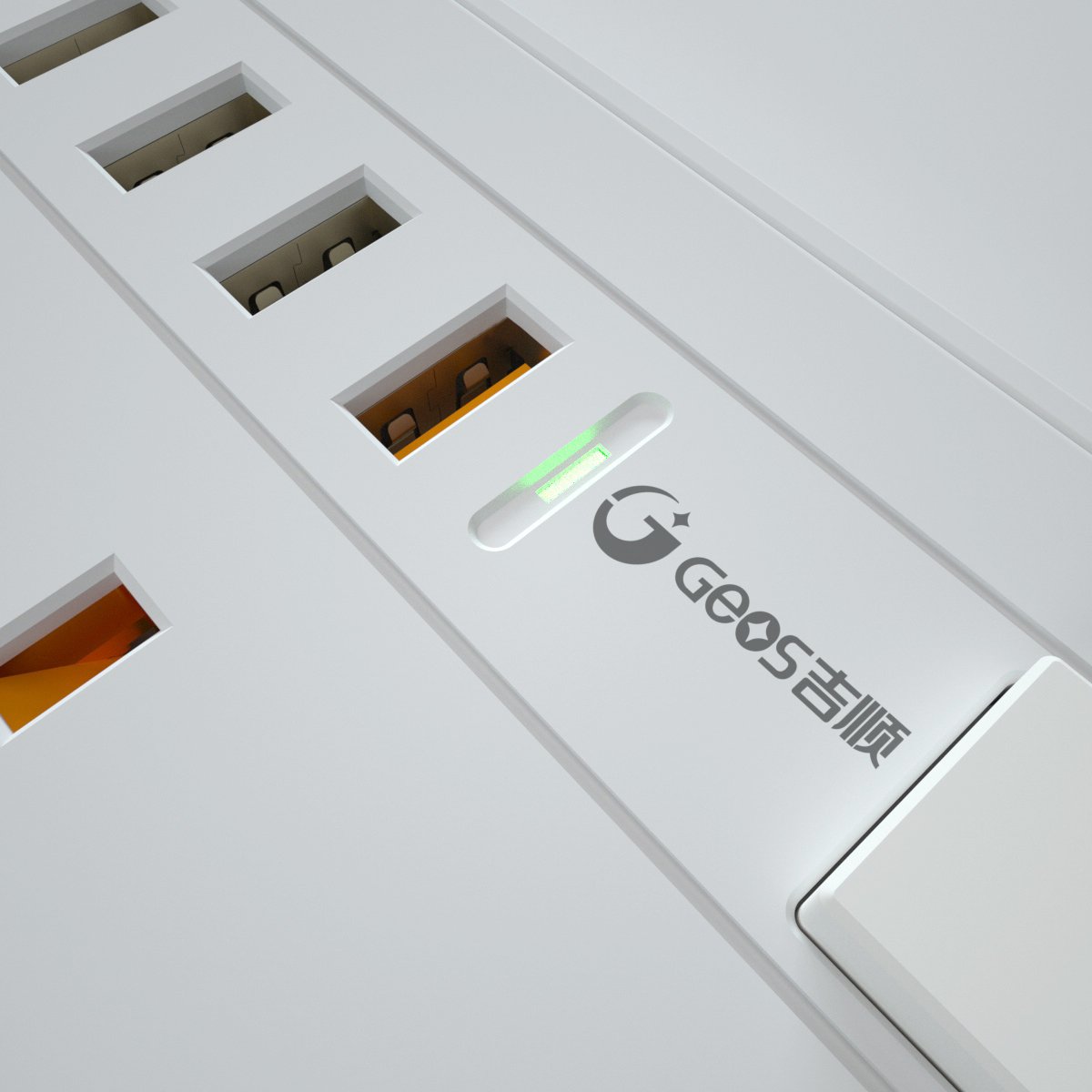 Electric Uk Plug 3 Ac Power Extension Socket With Fast Charge Usb Charging Port And 4 Smart Usb-A Ports Power Board