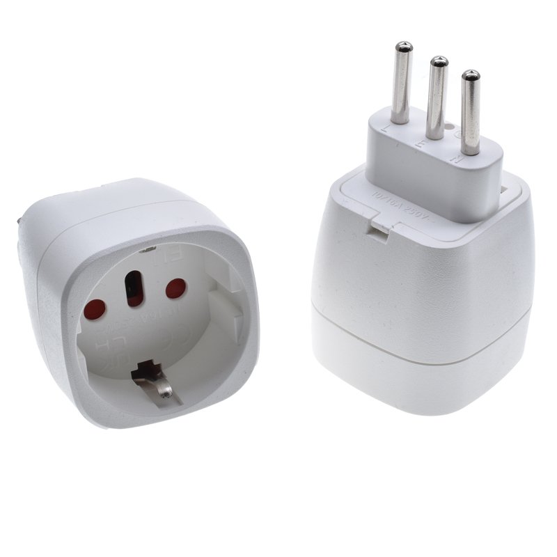 EU to Italy Plug Adapter 2 pins to 3 pins Type-E Type-C European to Type-L Converter Adapter For Travel Chile,Tunisia,Uruguay