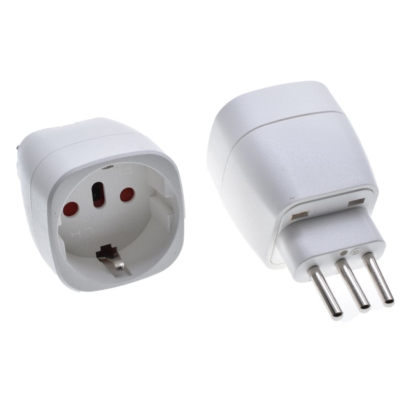 EU to Italy Plug Adapter 2 pins to 3 pins Type-E Type-C European to Type-L Converter Adapter For Travel Chile,Tunisia,Uruguay
