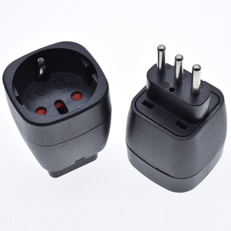 EU to Italy Plug Adapter 2 pins to 3 pins Type-E Type-C European to Type-L Converter Adapter For Travel Chile,Tunisia,Uruguay