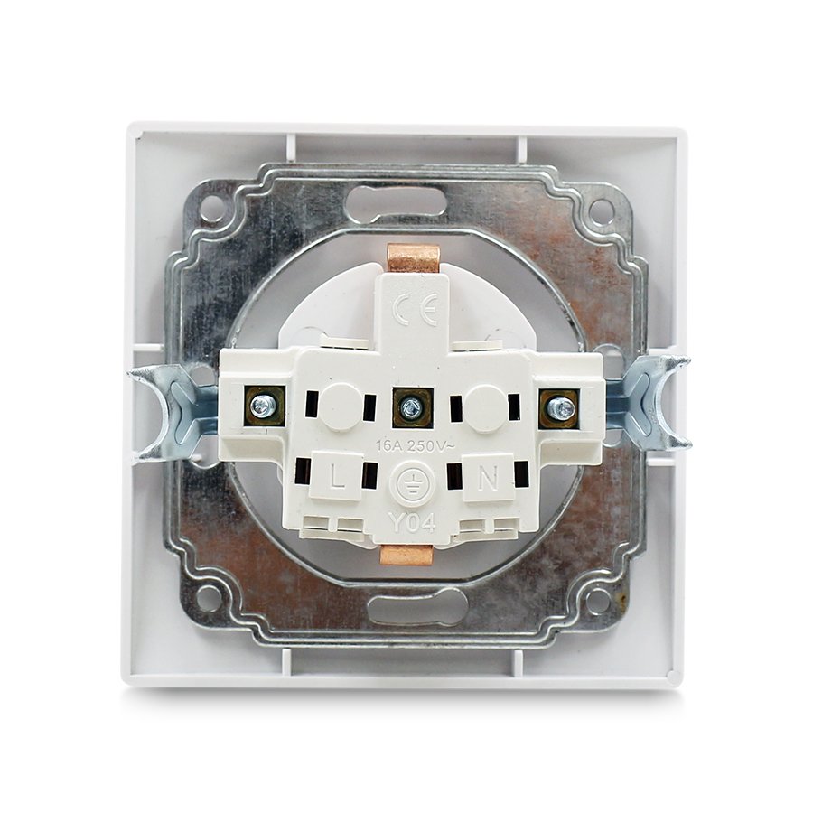 White Color PC Panel Schuko EU European Standard Plug Wall Power Germany Socket Wall Mounted Schuko Socket