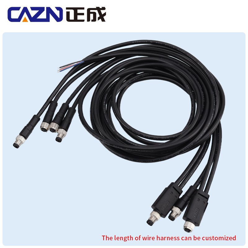 M8 Connector Y type IP67 Shielded Overmolded Plug Cable PVC PUR Straight Angled Robotic Sensor Wiring Connectors