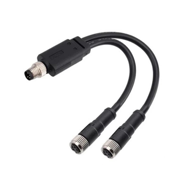 M8 Connector Y type IP67 Shielded Overmolded Plug Cable PVC PUR Straight Angled Robotic Sensor Wiring Connectors
