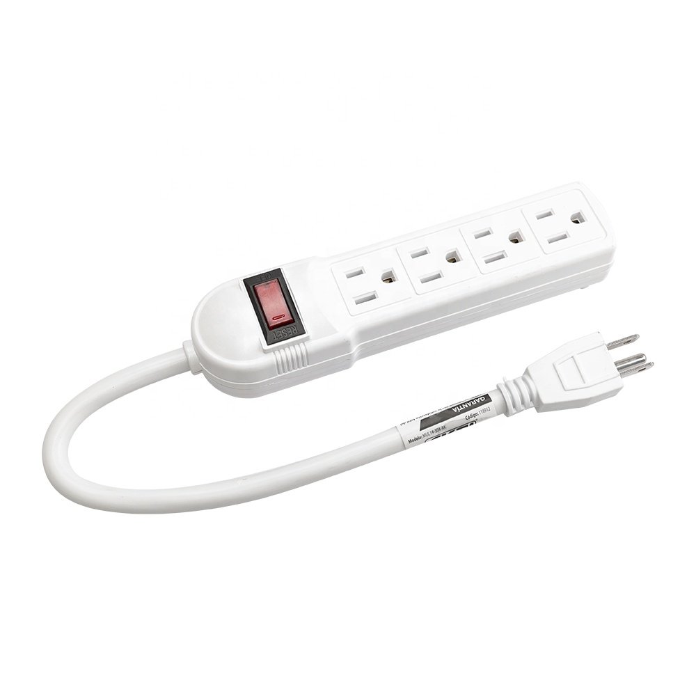 S202 6-Outlet Surge Protector, 2 Ft Extension Cord, 620 Joules, Power Strip, Flat Plug, Integrated Circuit Breaker