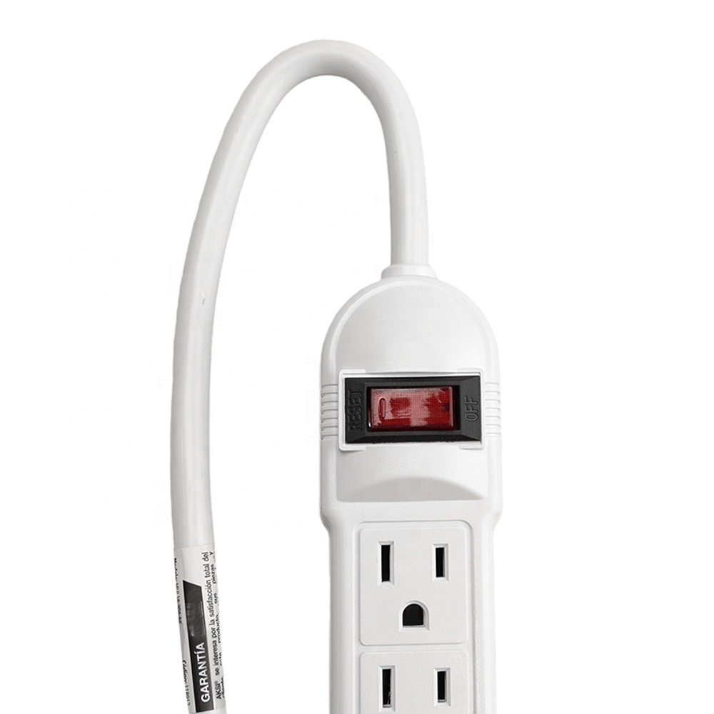 S202 6-Outlet Surge Protector, 2 Ft Extension Cord, 620 Joules, Power Strip, Flat Plug, Integrated Circuit Breaker