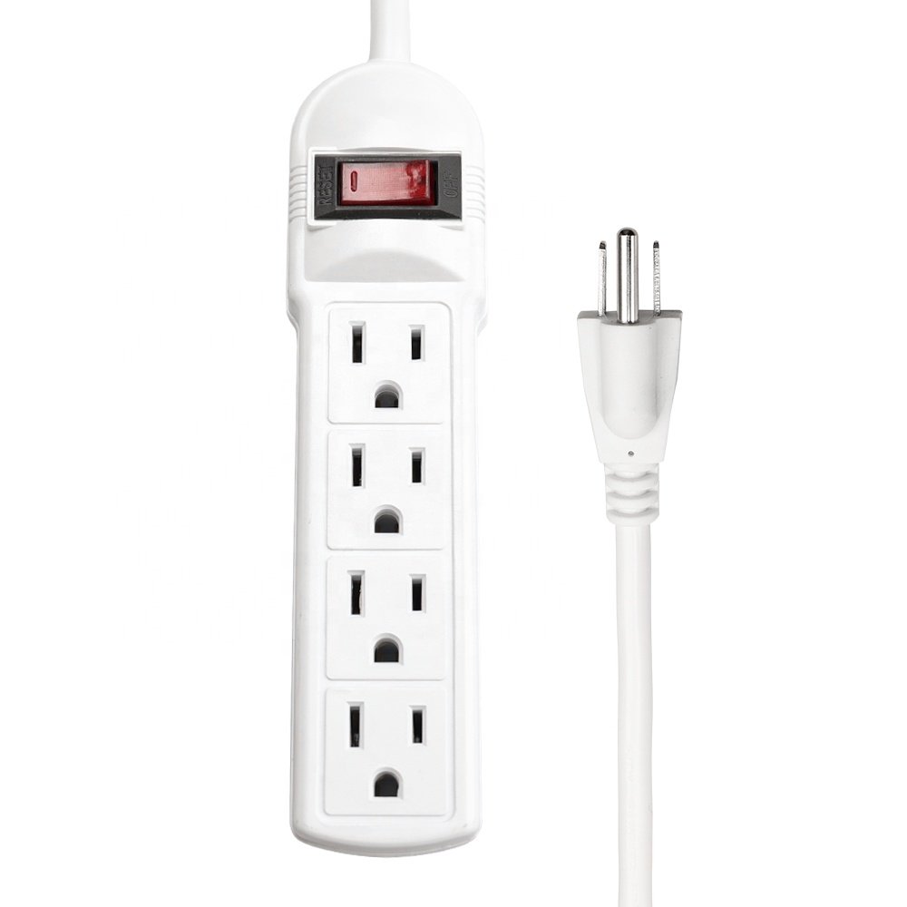 S202 6-Outlet Surge Protector, 2 Ft Extension Cord, 620 Joules, Power Strip, Flat Plug, Integrated Circuit Breaker