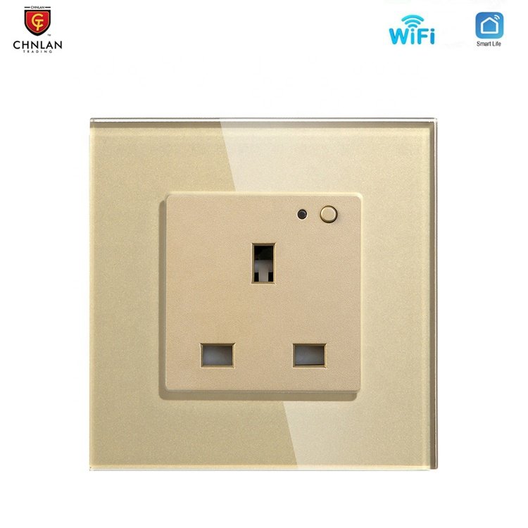 CHNLAN British Standard 16A 250V Outlet Smart Power Home WiFi Wall Smart Socket UK Glass Frame Smart Plug Socket