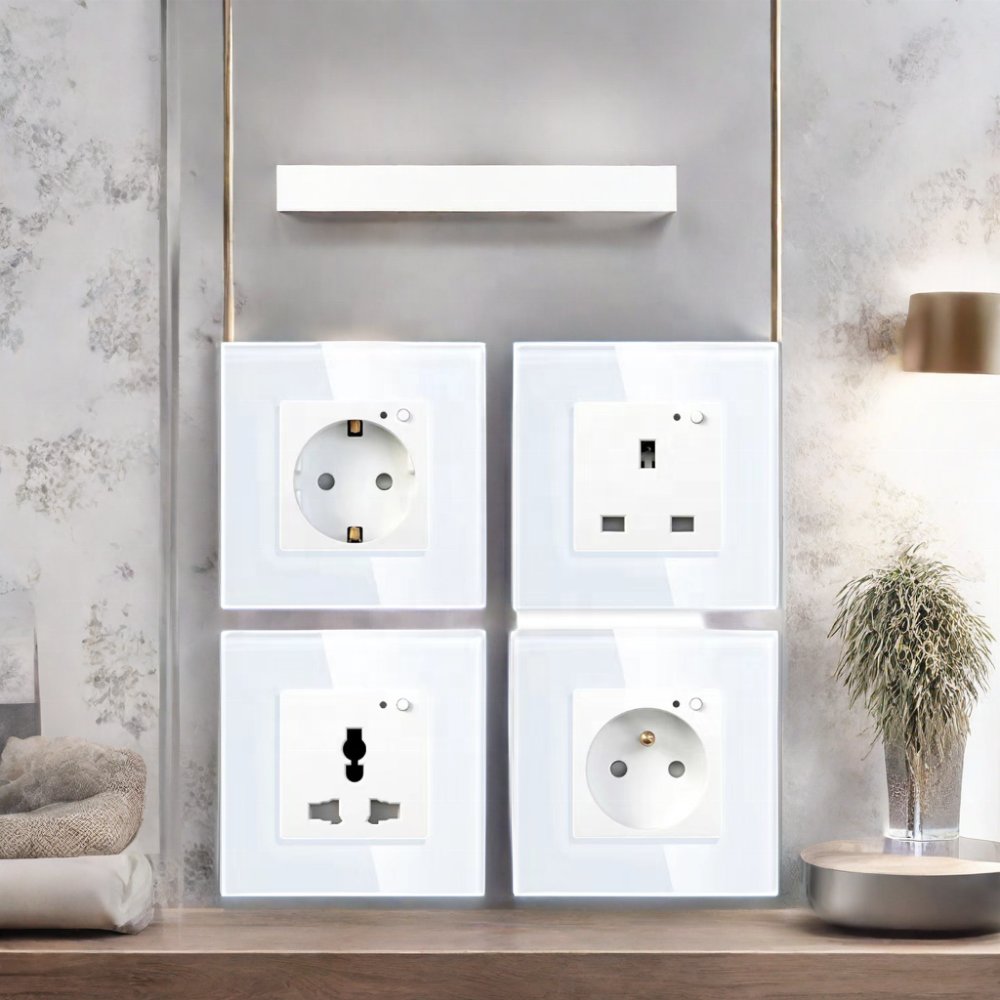 CHNLAN British Standard 16A 250V Outlet Smart Power Home WiFi Wall Smart Socket UK Glass Frame Smart Plug Socket