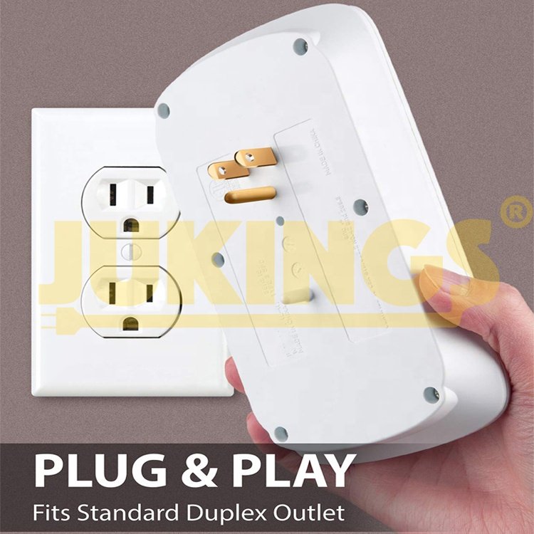 W150502 ETL Approved Wall Charger Surge Protector Multi Outlet Wall-Mount Adapter With 6 Outlets 2 USB Charging Ports 2.4A 300J