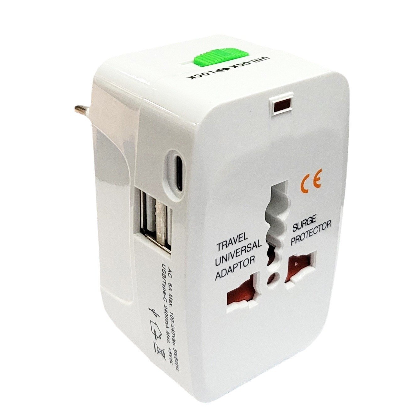 2U1C International smart Adapter plug CE ROHS Certified all-in-one universal world travel adapter