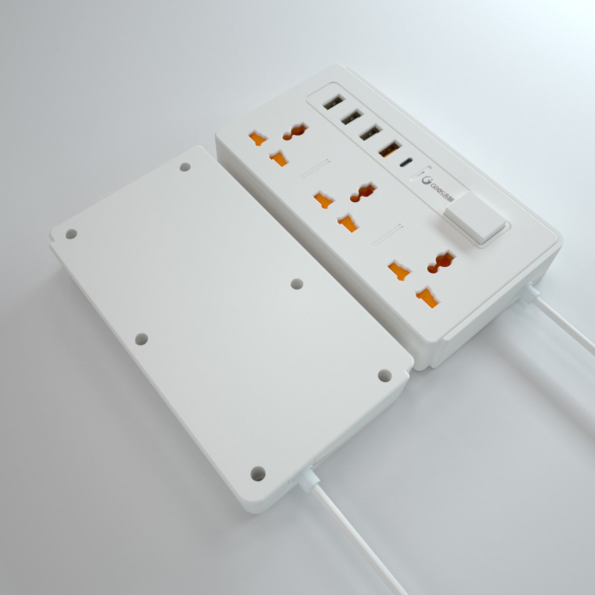 Universal Standard Fuse Plug 3 Pin AC Outlets Extension Socket Child Safety Shutter Power Strip With 20W USBC Fast Charging Port