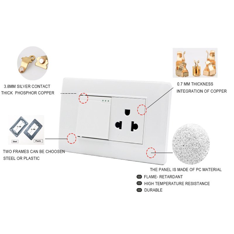 US Multifunction Socket Single And Double Plug Socket Electric 110V-220V 16A Outlet Power Socket