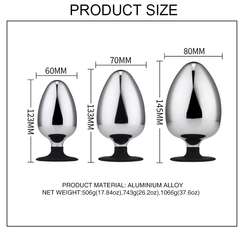 Large Size Aluminium Alloy Butt Plug Huge Silicone Cup Anal Plug Sex Toy for Men and Women Metal Material