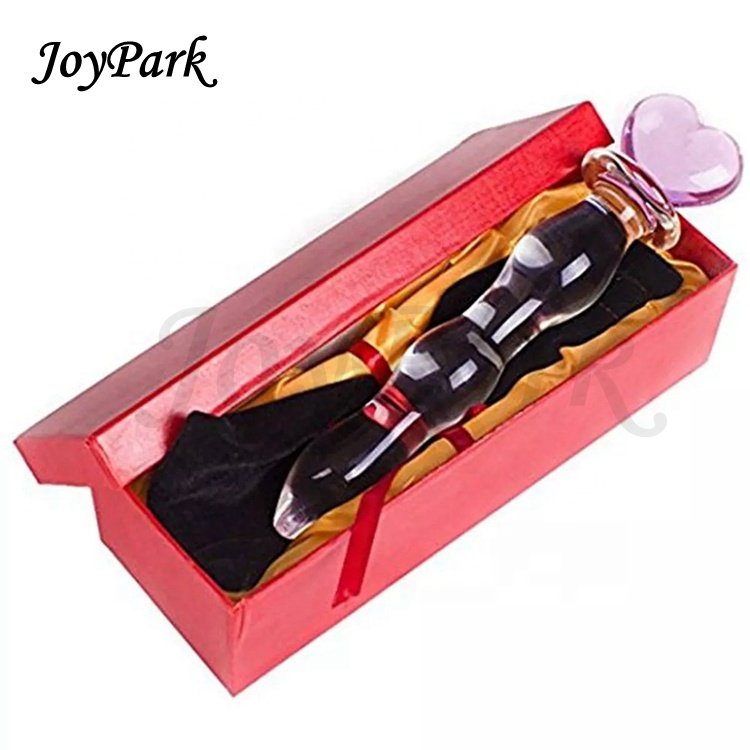 JoyPark New Design Gift Box Large Glass Butt Plug Anal SM Adults with Crystal Penile Glass Enlarged Anal Plug