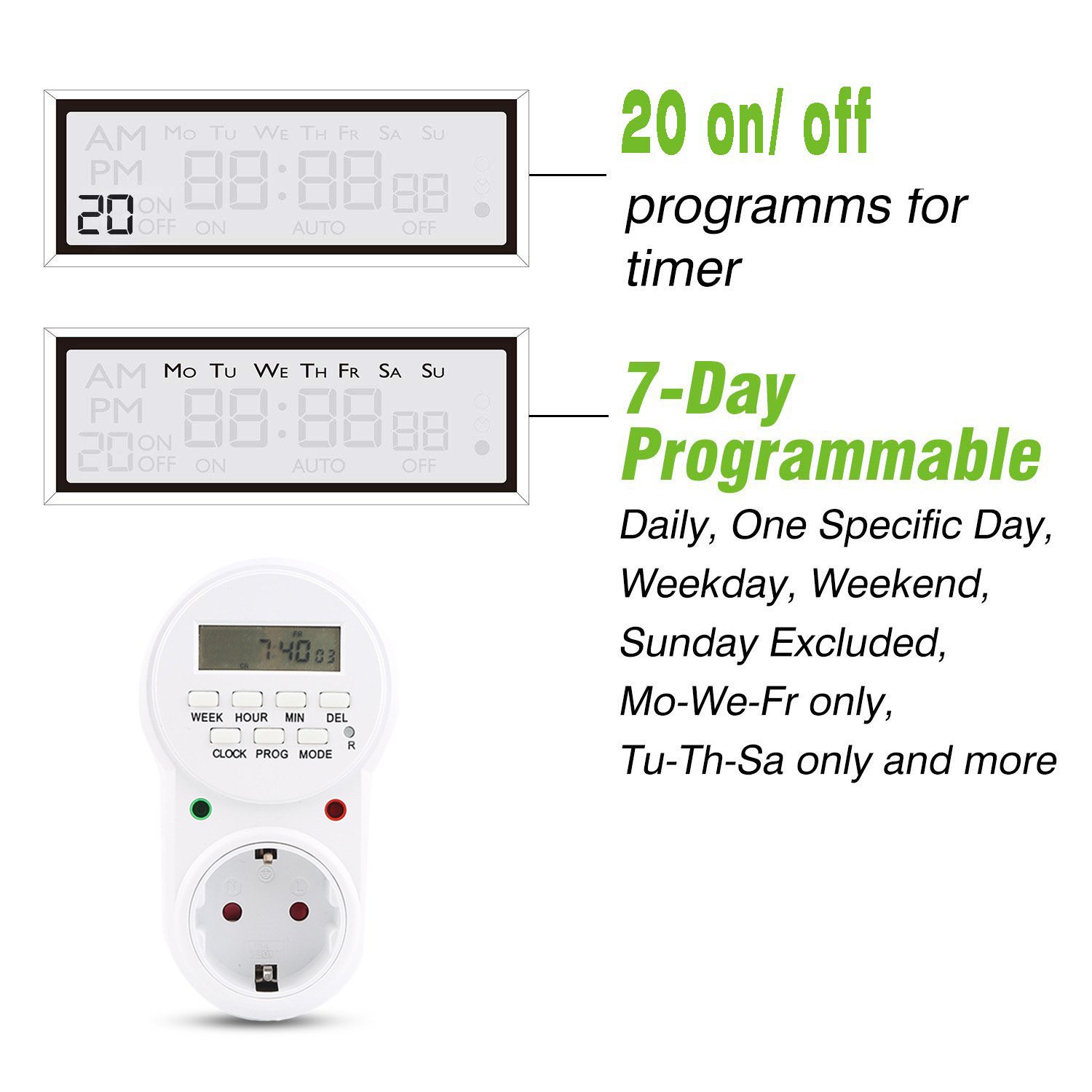 LCD Weekly Programmable Plug In Timer Switch Socket/US Digital Power Timer Socket