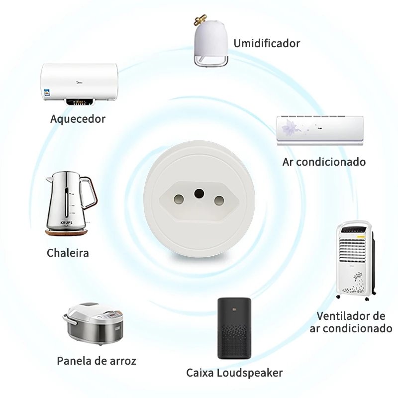 tuya wifi brazil brasil 16A app remote control smart socket plug work with alexa and google home