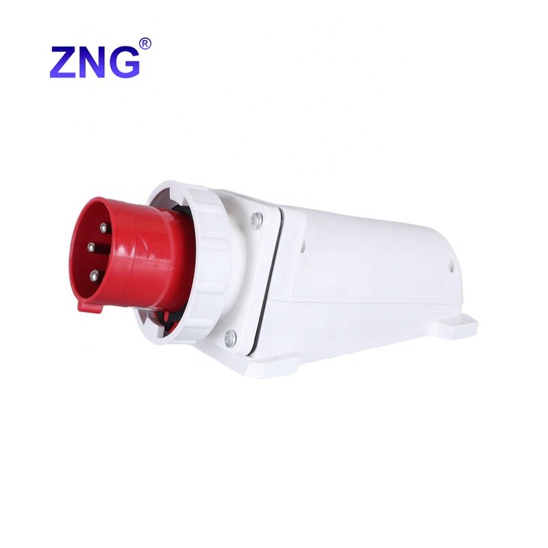 IP67 Waterproof 400V 4 Pin 63A Wall Mount Male Industrial Inlet Plug