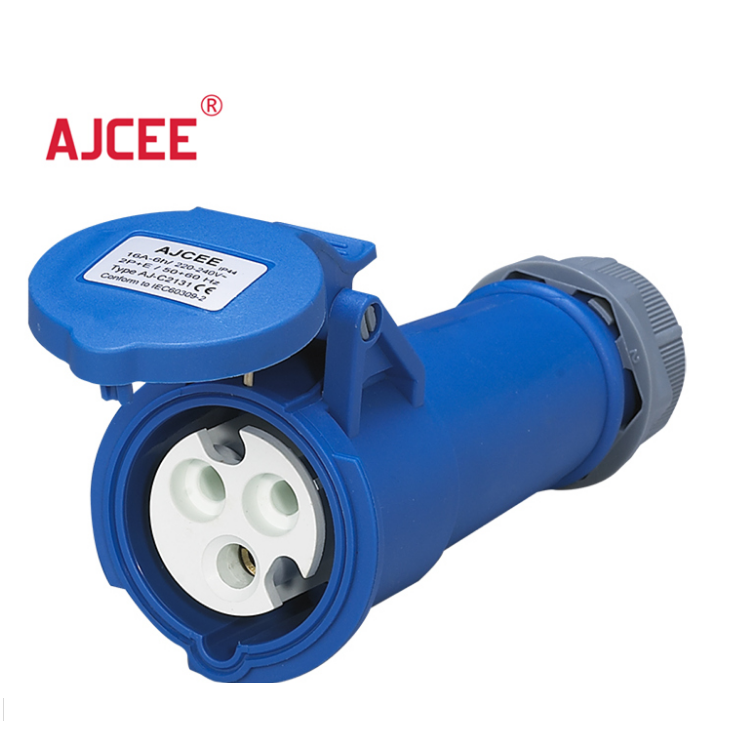 AJCEE 32amp 3p Pin IP44 2P+E single phase 220v female industrial plug and socket with CE SEMKO