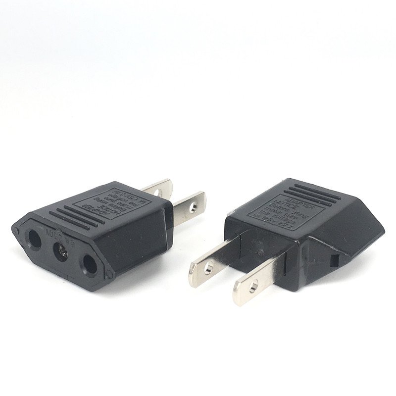 Euro 2 round pin to 2 flat Plug USA 9618-1 Copper EU to US adapters plug Socket Converter