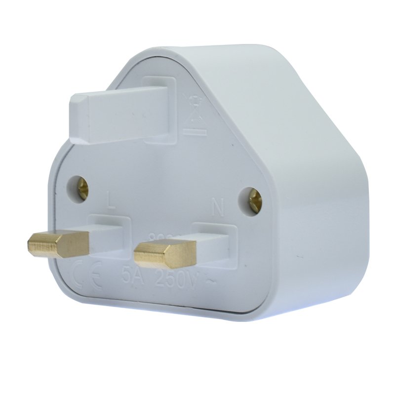 EU US to UK Plug Adapter Built-in fuse 5A Type-A Flat 2 pins Euro Round Pins Power Converter For Shaver Electric toothbrush Lamp