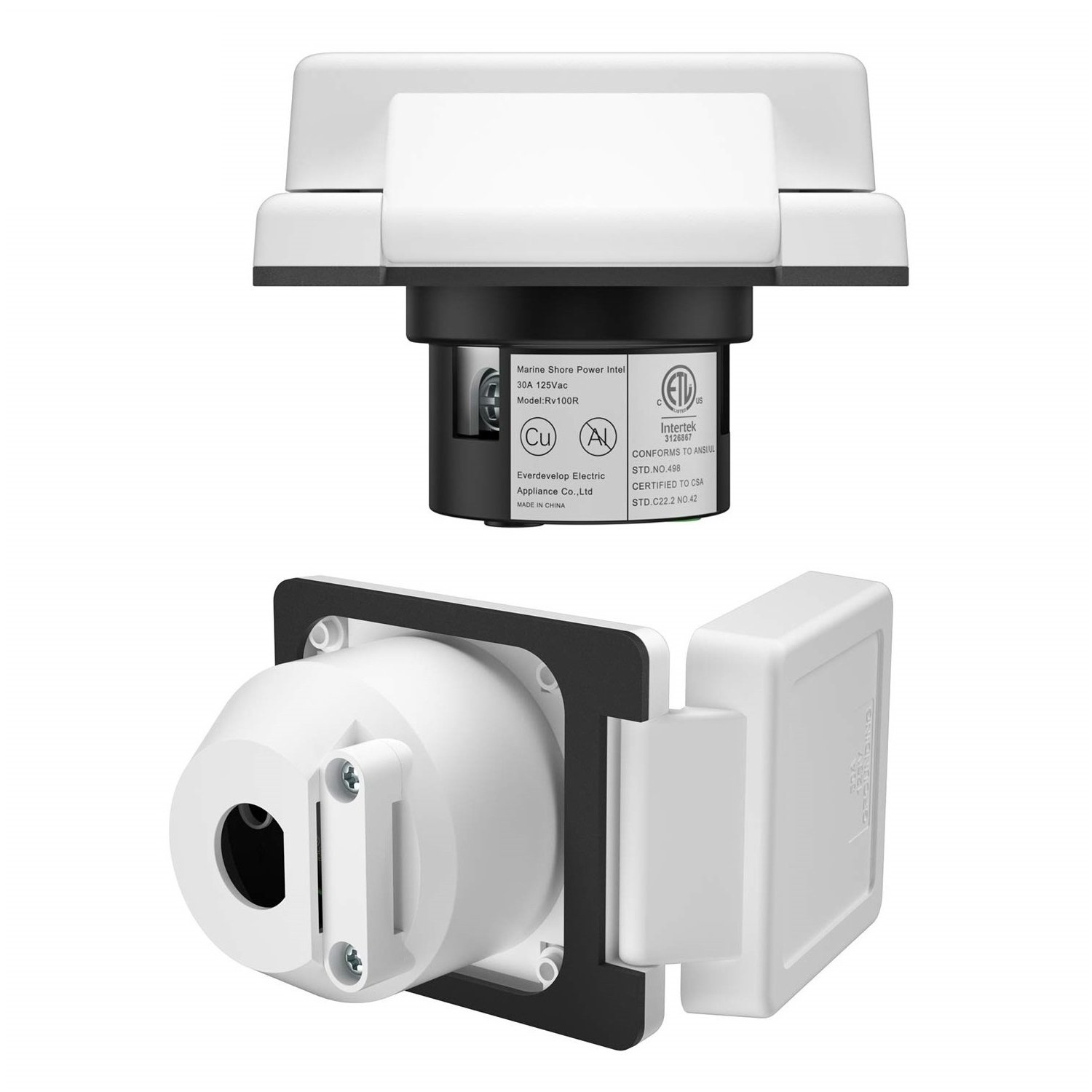 US Warehouse Shipping 50 Amp 125V AC Power Inlet Port Plug NEMA 5-50 Flanged Inlet rv power Inlet