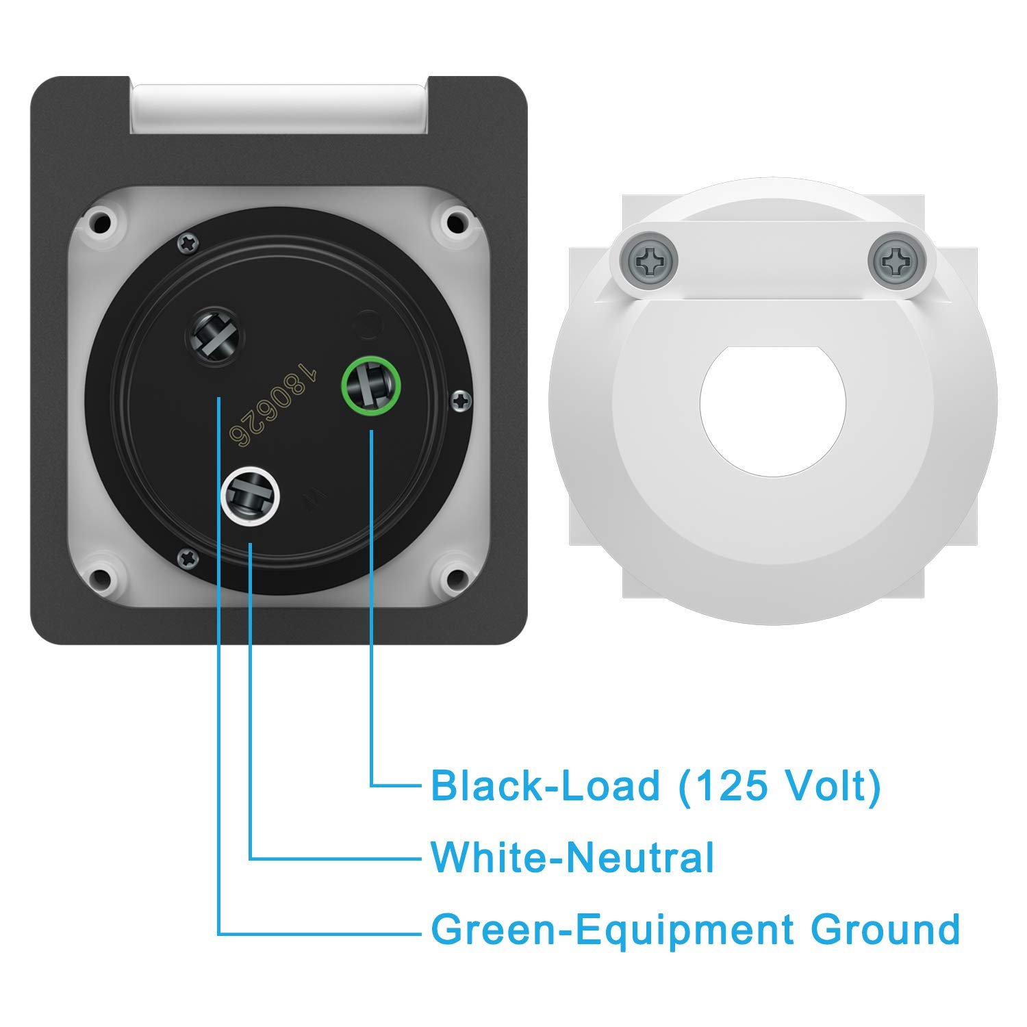 US Warehouse Shipping 50 Amp 125V AC Power Inlet Port Plug NEMA 5-50 Flanged Inlet rv power Inlet