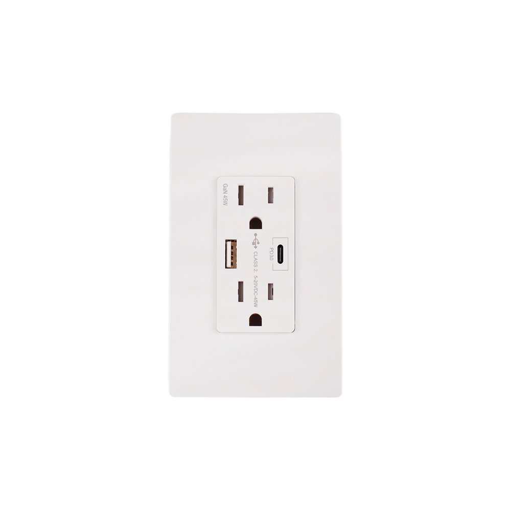American Standard UL Listed AC 125V 15A Universal Outlets Plug Socket With 2 USB TYPE A C Charging Ports