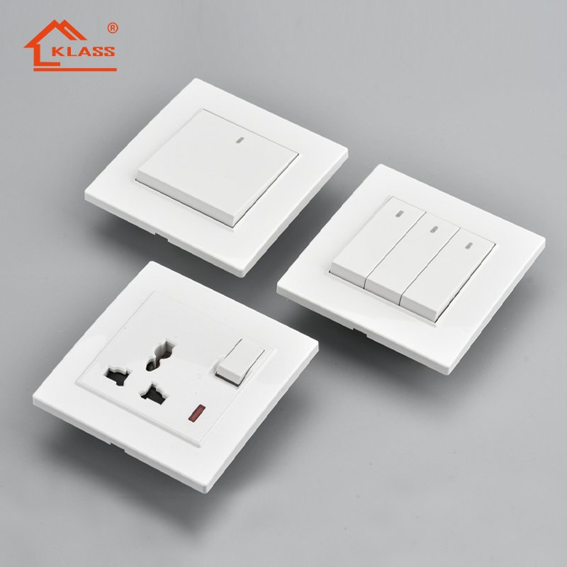 KLASS 250V 15A UK BS switches and socket with single pole double twin 3 pin plug socket for home power wall light switch sockets