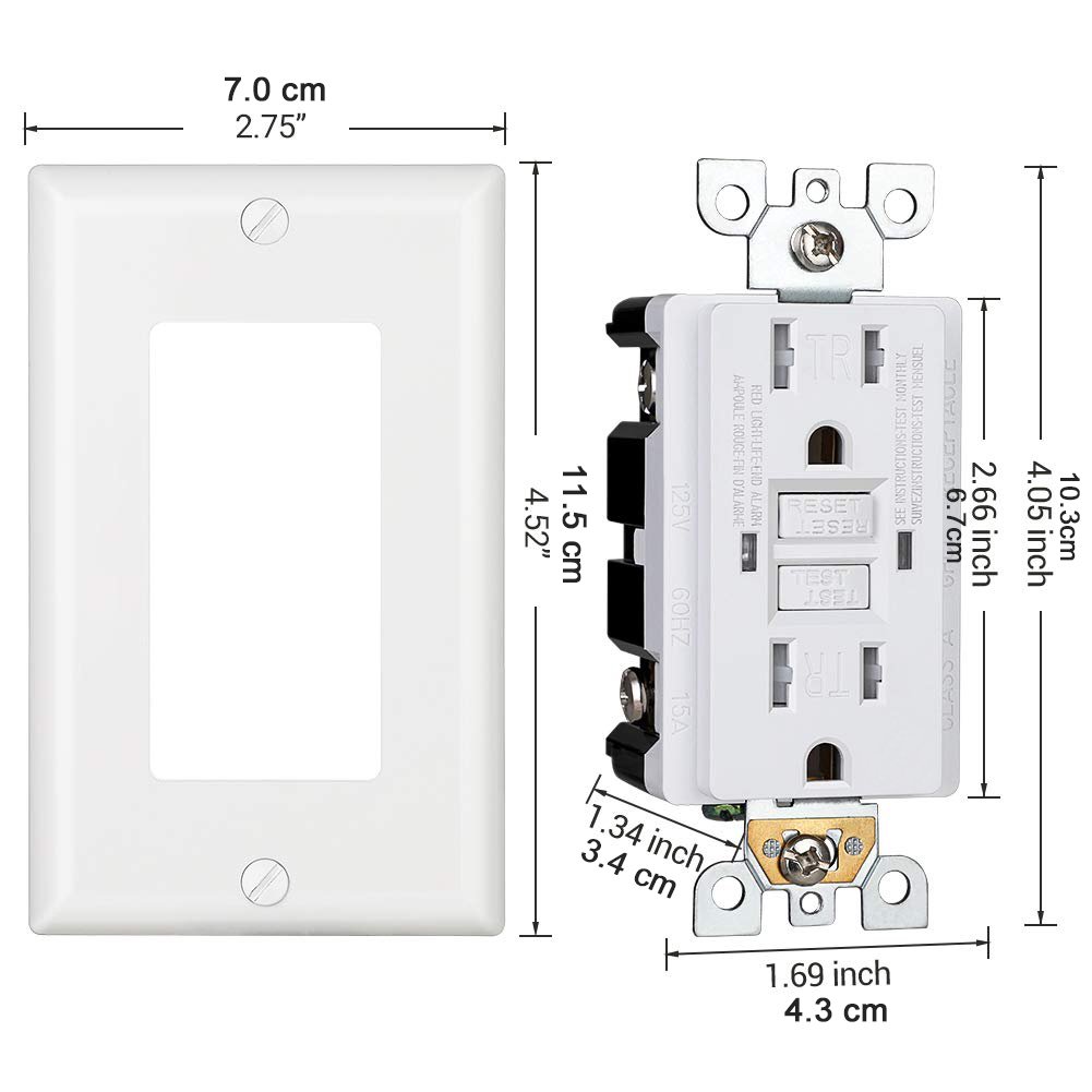 110V 15A 60Hz Self Test TR GFCI Outlet for US Standard plug Socket Receptacle