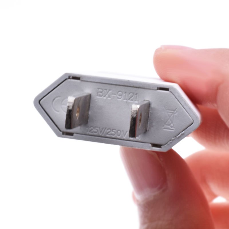 EU to US plug adapter 6A250V round 2pins convert to flat 2 pins power electric plug white CE certificate America plug charge