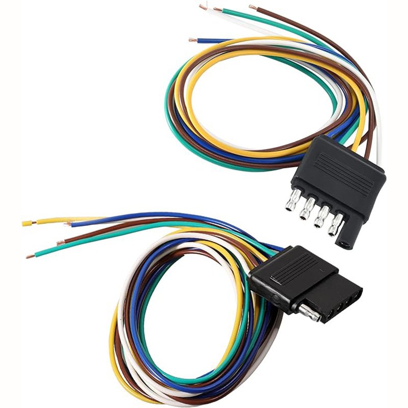 5 Way Flat Trailer Wiring Harness Plug With Durable 5 Pin Male Connector Trailer Light Harness Wire for Trailer RV Boat
