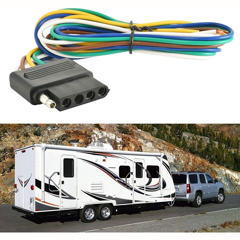5 Way Flat Trailer Wiring Harness Plug With Durable 5 Pin Male Connector Trailer Light Harness Wire for Trailer RV Boat