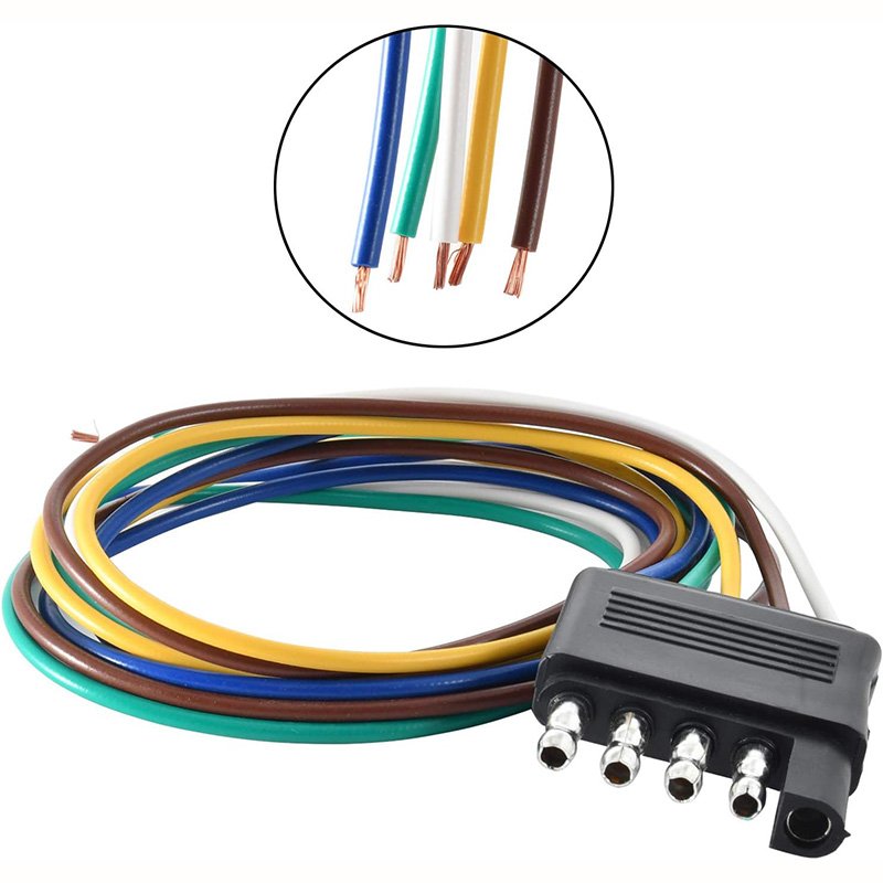 5 Way Flat Trailer Wiring Harness Plug With Durable 5 Pin Male Connector Trailer Light Harness Wire for Trailer RV Boat