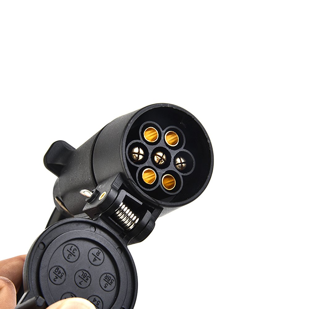 USA To EU Trailer Light Converter 7-Pole RV Blade Socket To 7-Pin Round Plug European Trailer Plug