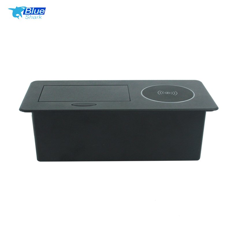 Hydraulic pop up desktop power socket power outlet multi plug customized USB port wireless charger US standard hidden for office
