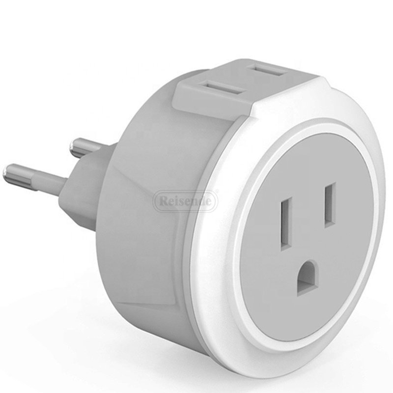 Smart 2-Outlet European Travel Plug 250v US UK EU GER Adapter Converter 3-Pin Copper Conductor Plastic 10A Plug European Travel