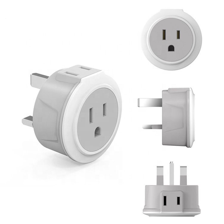 Smart 2-Outlet European Travel Plug 250v US UK EU GER Adapter Converter 3-Pin Copper Conductor Plastic 10A Plug European Travel